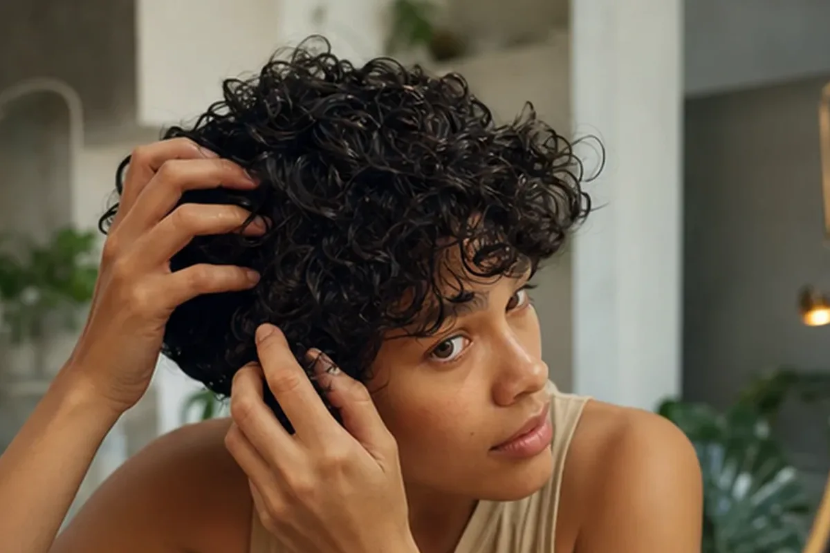 Authentischer Wohlfühlmoment passend zum Beauty-Thema Haartrockner für empfindliche Kopfhaut