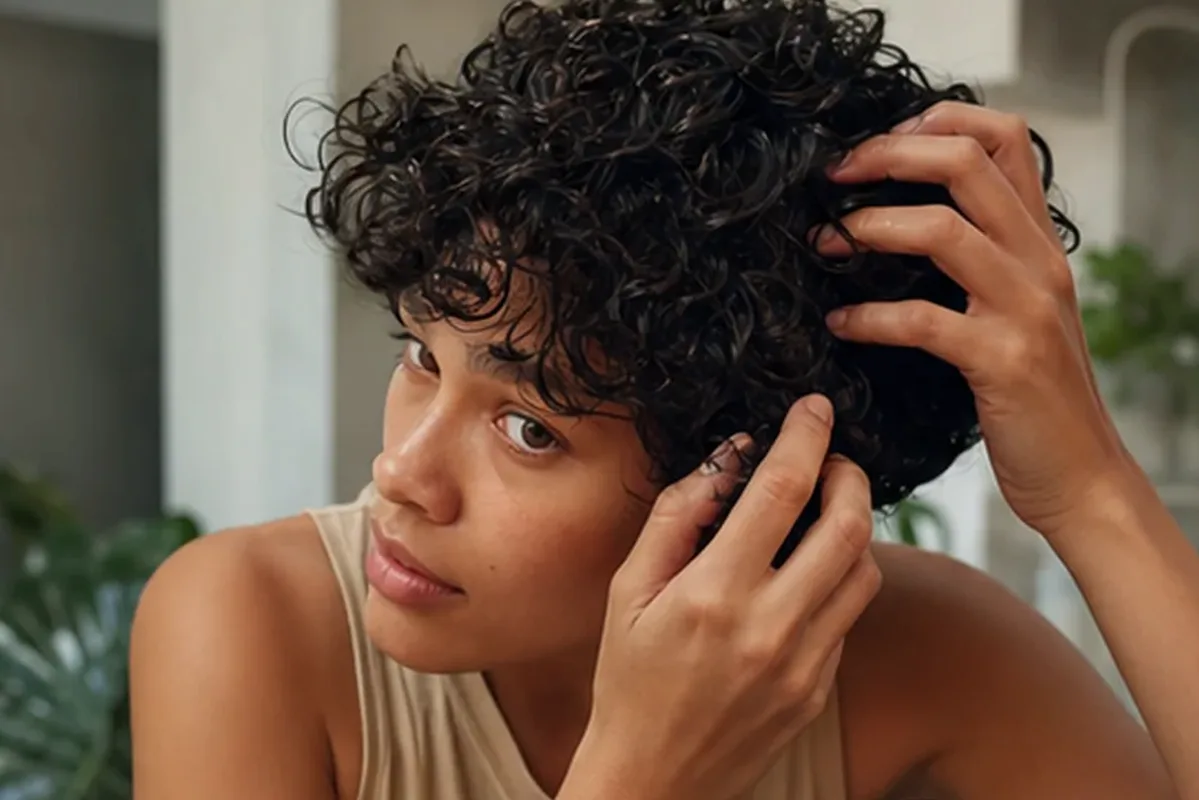 Redaktioneller Beauty-Moment zur Ausgangslage bei Haartrockner bei Frizz
