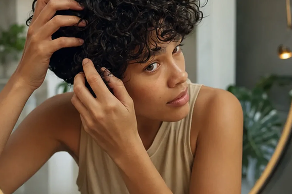Hochwertige Beauty-Inszenierung zu Auswahlkriterien für Tiefenreinigungsshampoo für empfindliche Kopfhaut