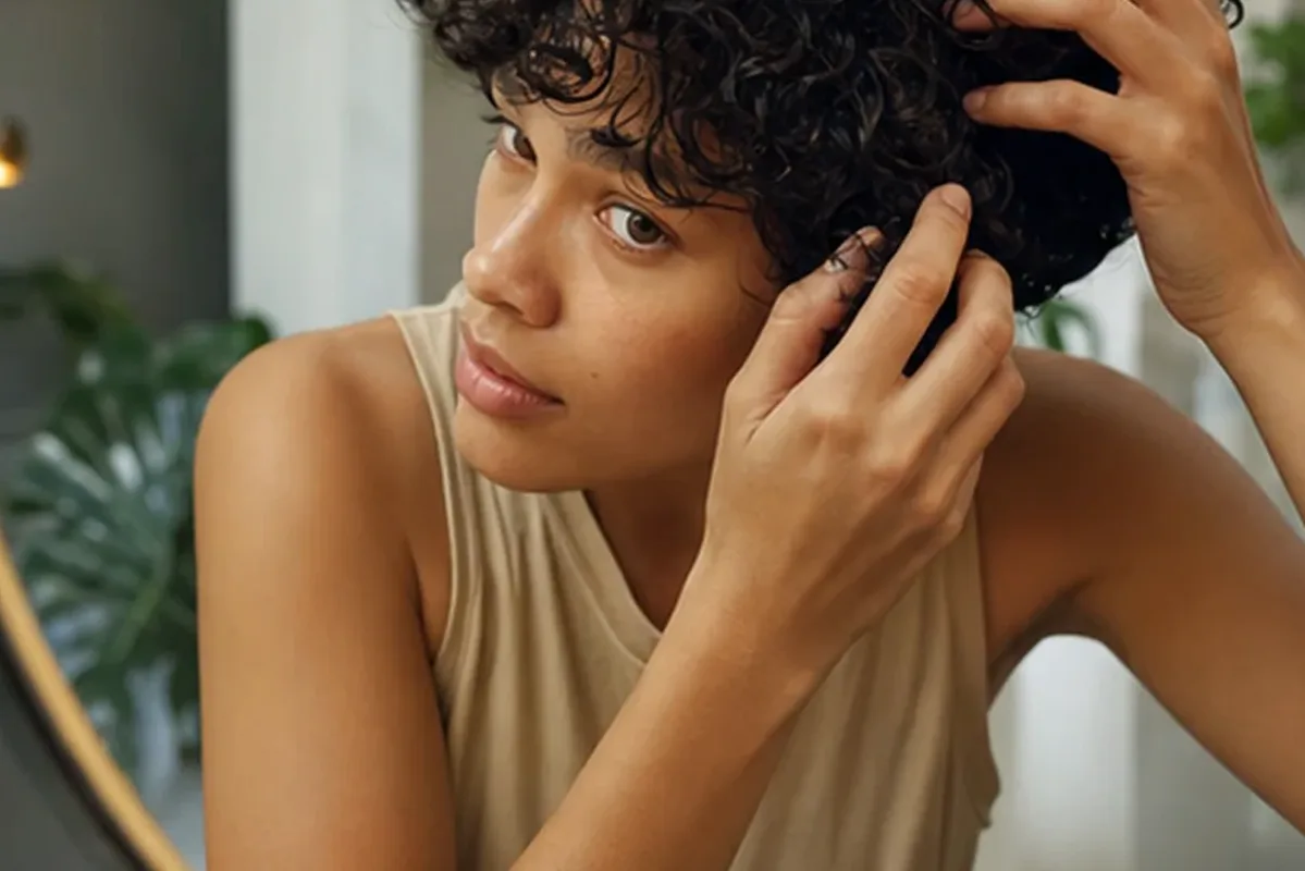 Hochwertige Beauty-Inszenierung zu Auswahlkriterien für Trockenshampoo für strapaziertes Haar