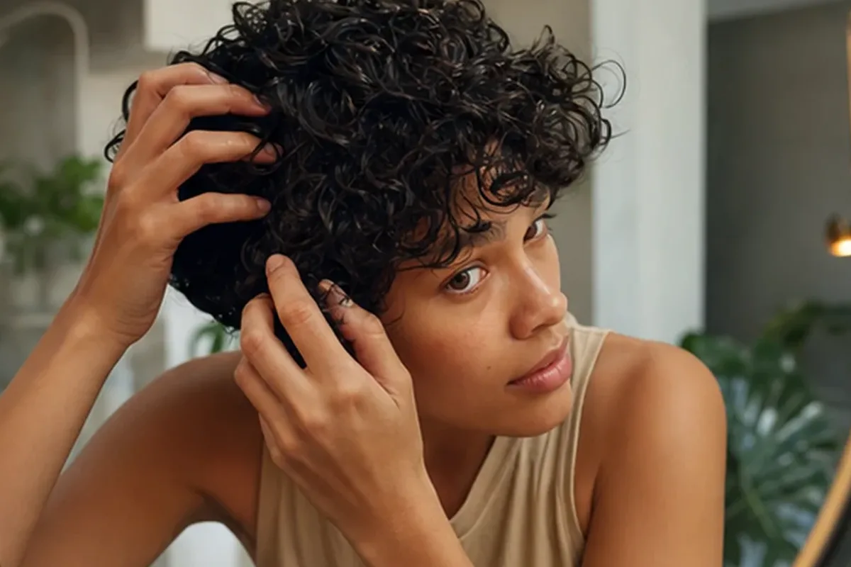 Redaktioneller Beauty-Moment zur Ausgangslage bei Haartrockner bei Frizz