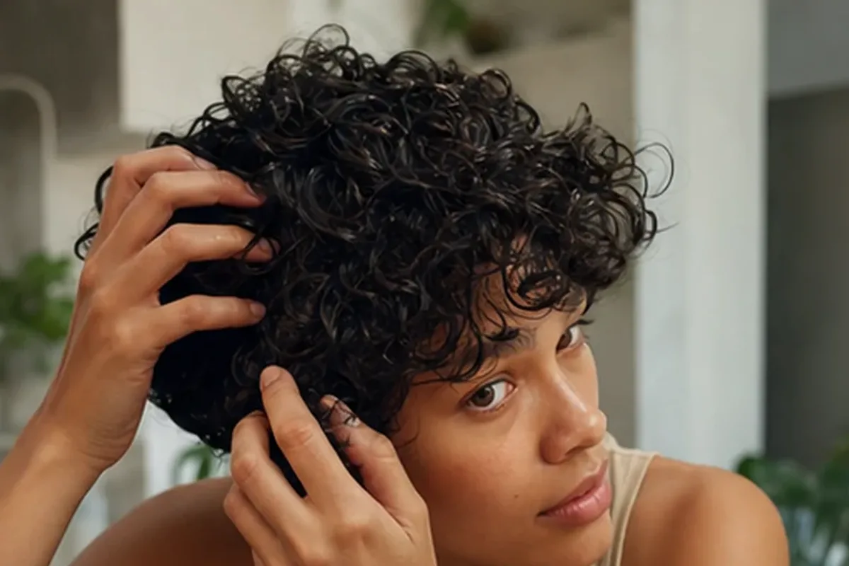 Authentischer Wohlfühlmoment passend zum Beauty-Thema Kopfhautserum für feines Haar