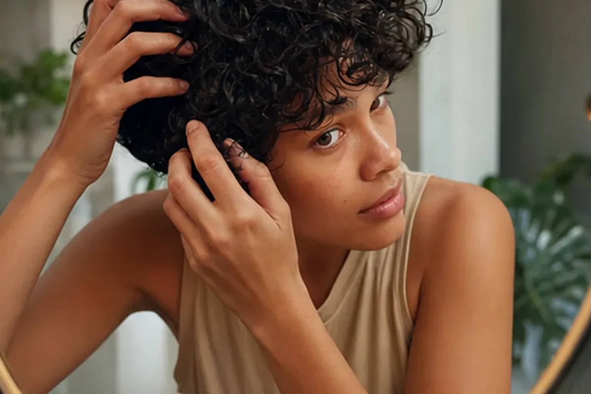 Authentischer Wohlfühlmoment passend zum Beauty-Thema Mildes Shampoo bei Haarbruch