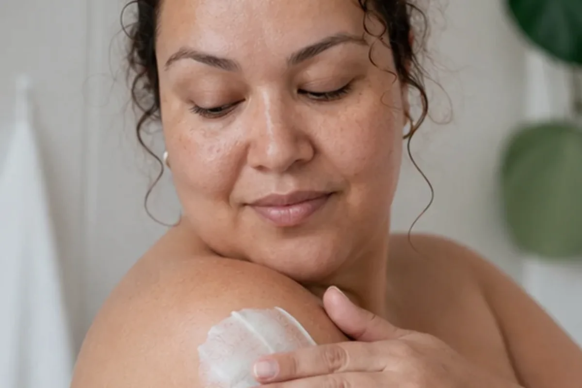 Authentischer Wohlfühlmoment passend zum Beauty-Thema Körperöl für trockene Haut