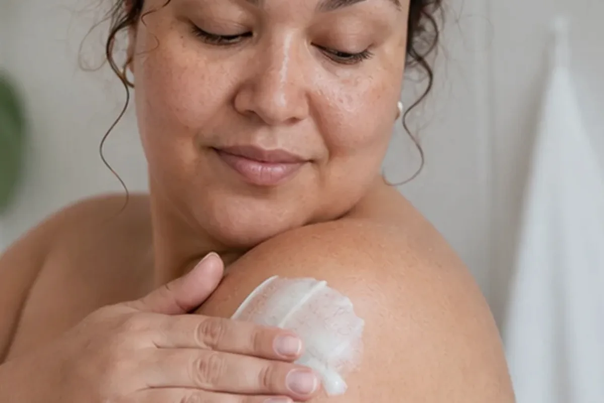 Redaktioneller Beauty-Moment zur Ausgangslage bei Körperpeeling für trockene Haut