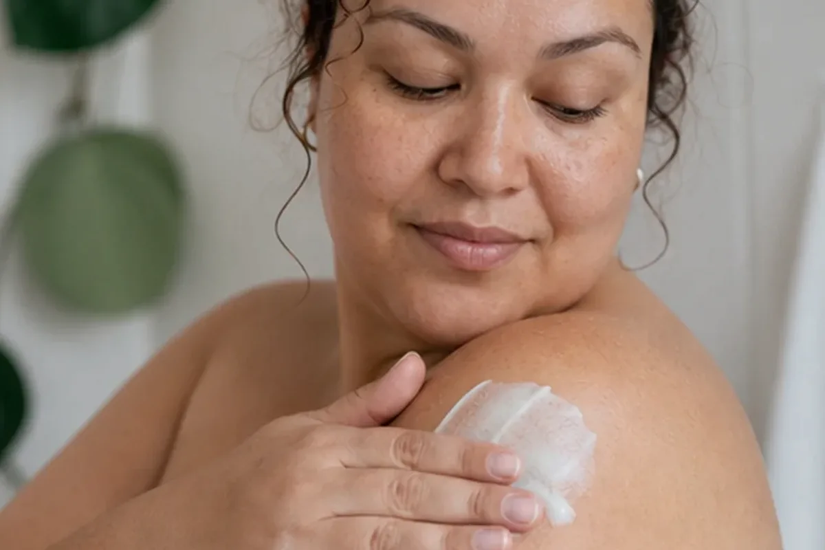 Authentischer Wohlfühlmoment passend zum Beauty-Thema Gesichtsrasierer für langanhaltende Glätte