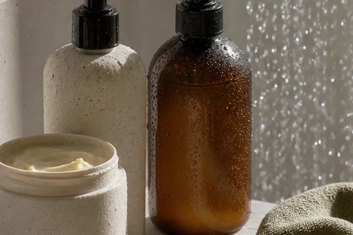 Hochwertige Beauty-Inszenierung zu Auswahlkriterien für Lockencreme bei Haarbruch