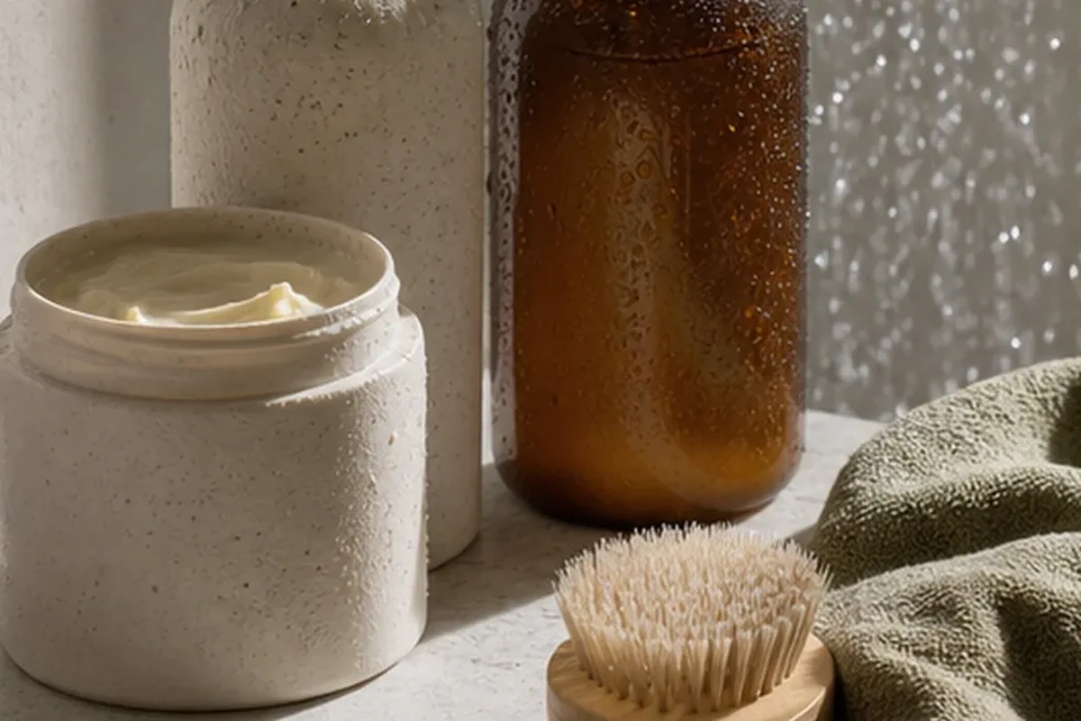 Hochwertige Beauty-Inszenierung zu Auswahlkriterien für Lockencreme für trockenes Haar