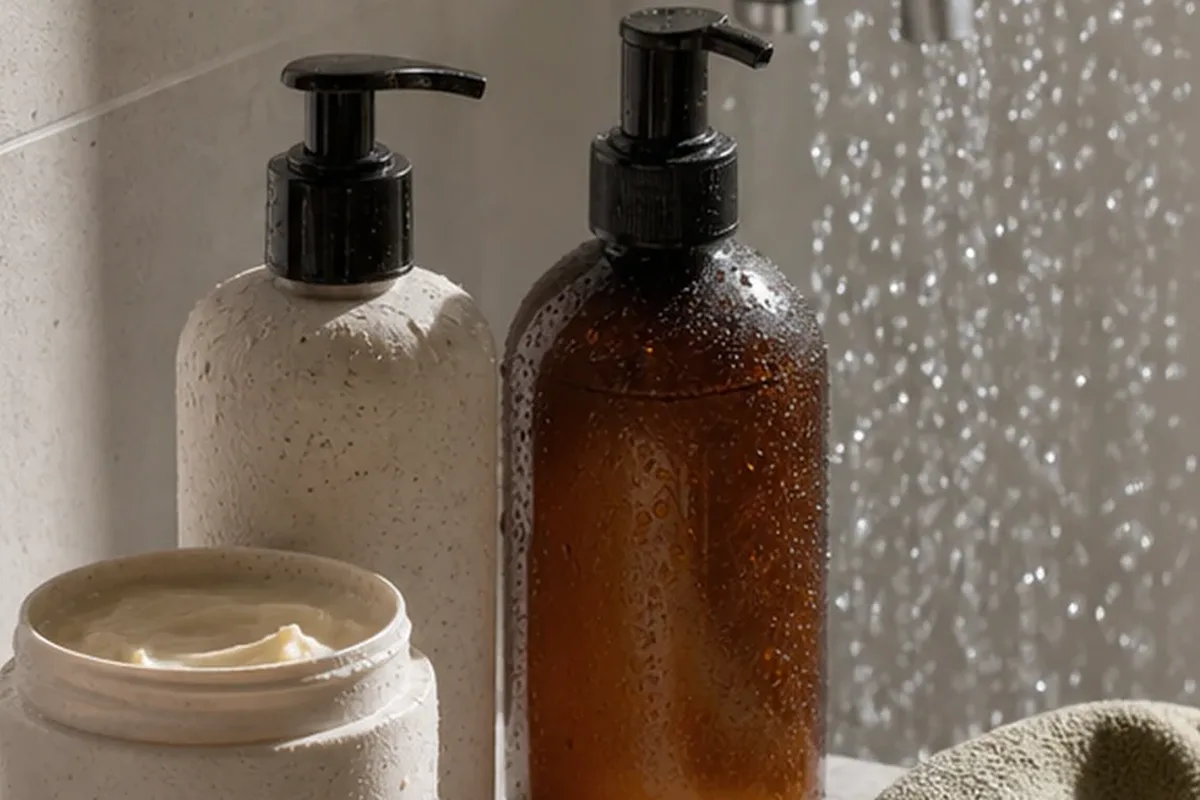 Hochwertige Beauty-Inszenierung zu Auswahlkriterien für Tiefenreinigungsshampoo für lockiges Haar