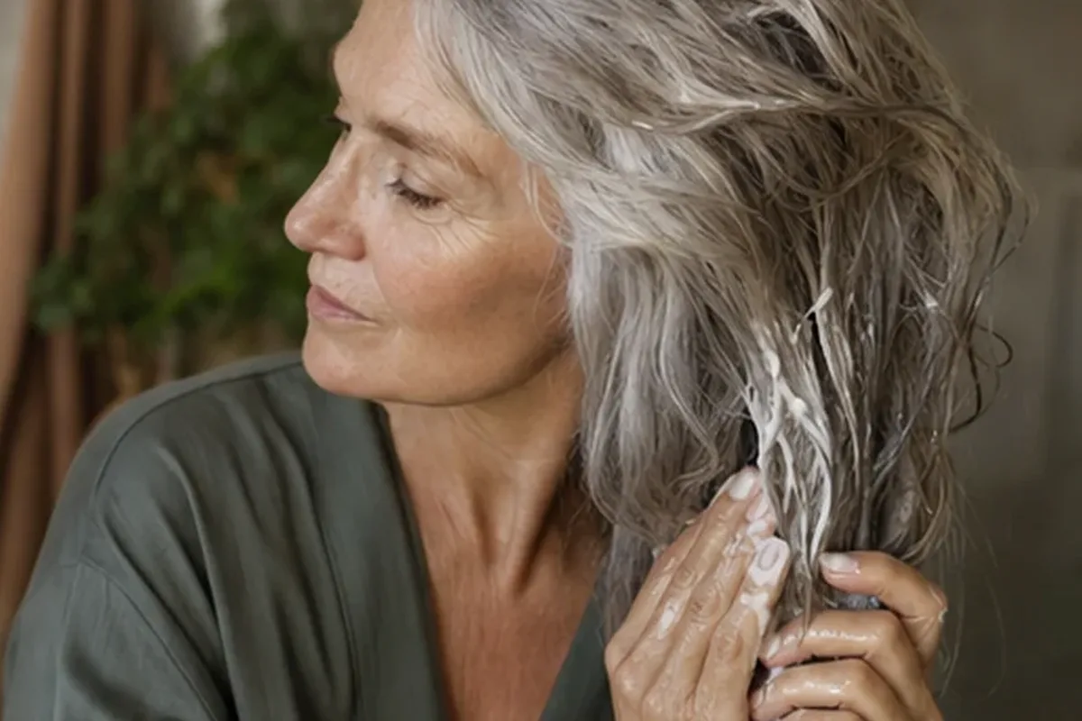 Authentischer Wohlfühlmoment passend zum Beauty-Thema Haartrockner für trockenes Haar