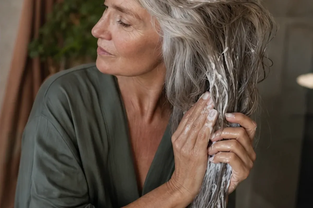 Authentischer Wohlfühlmoment passend zum Beauty-Thema Haarbürste bei fettigem Ansatz