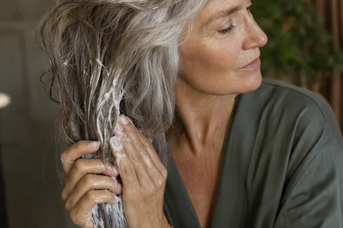 Authentischer Wohlfühlmoment passend zum Beauty-Thema Volumenspray bei Haarbruch
