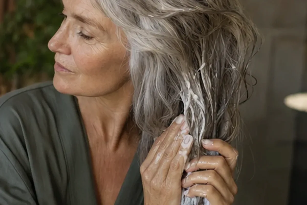 Emotionaler und authentischer Anwendungsmoment rund um Haarmaske bei Frizz