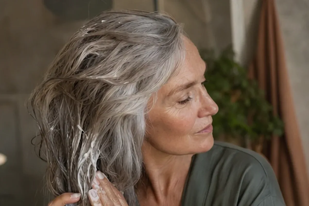 Authentischer Wohlfühlmoment passend zum Beauty-Thema Lockencreme für feines Haar