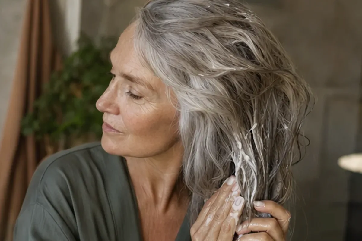 Emotionaler und authentischer Anwendungsmoment rund um Volumenspray bei Frizz