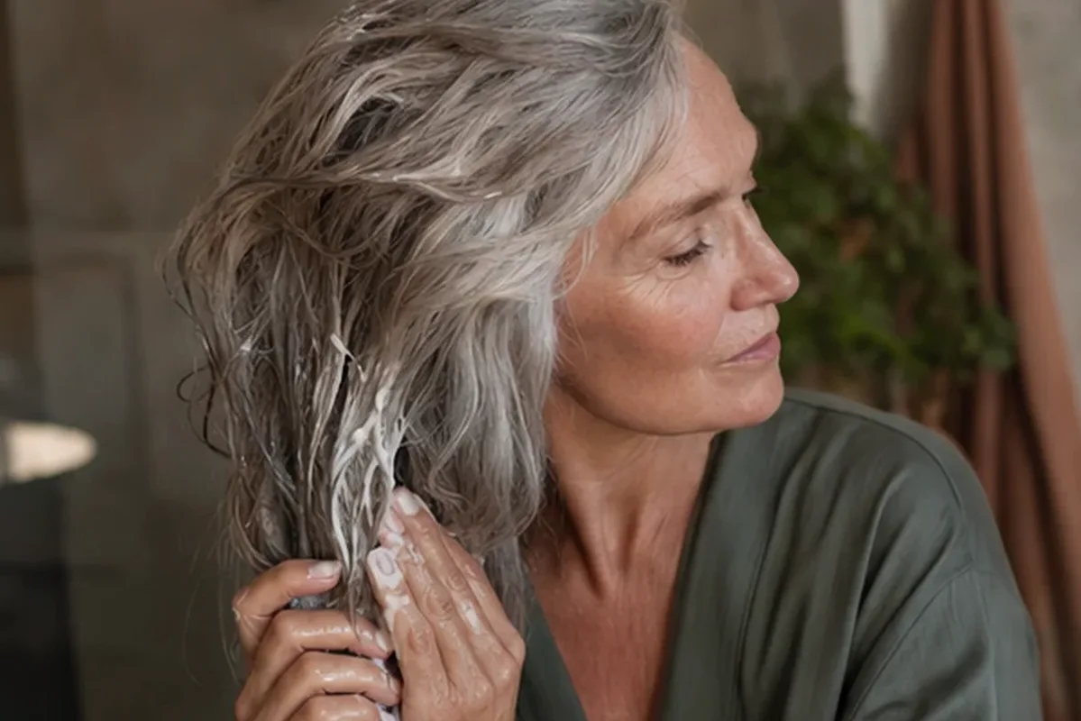 Authentische Beauty-Routine passend zum Thema Mildes Shampoo bei Frizz