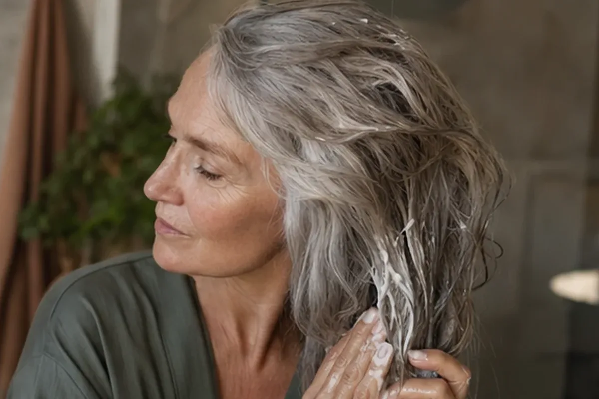 Emotionaler und authentischer Anwendungsmoment rund um Mildes Shampoo für feines Haar
