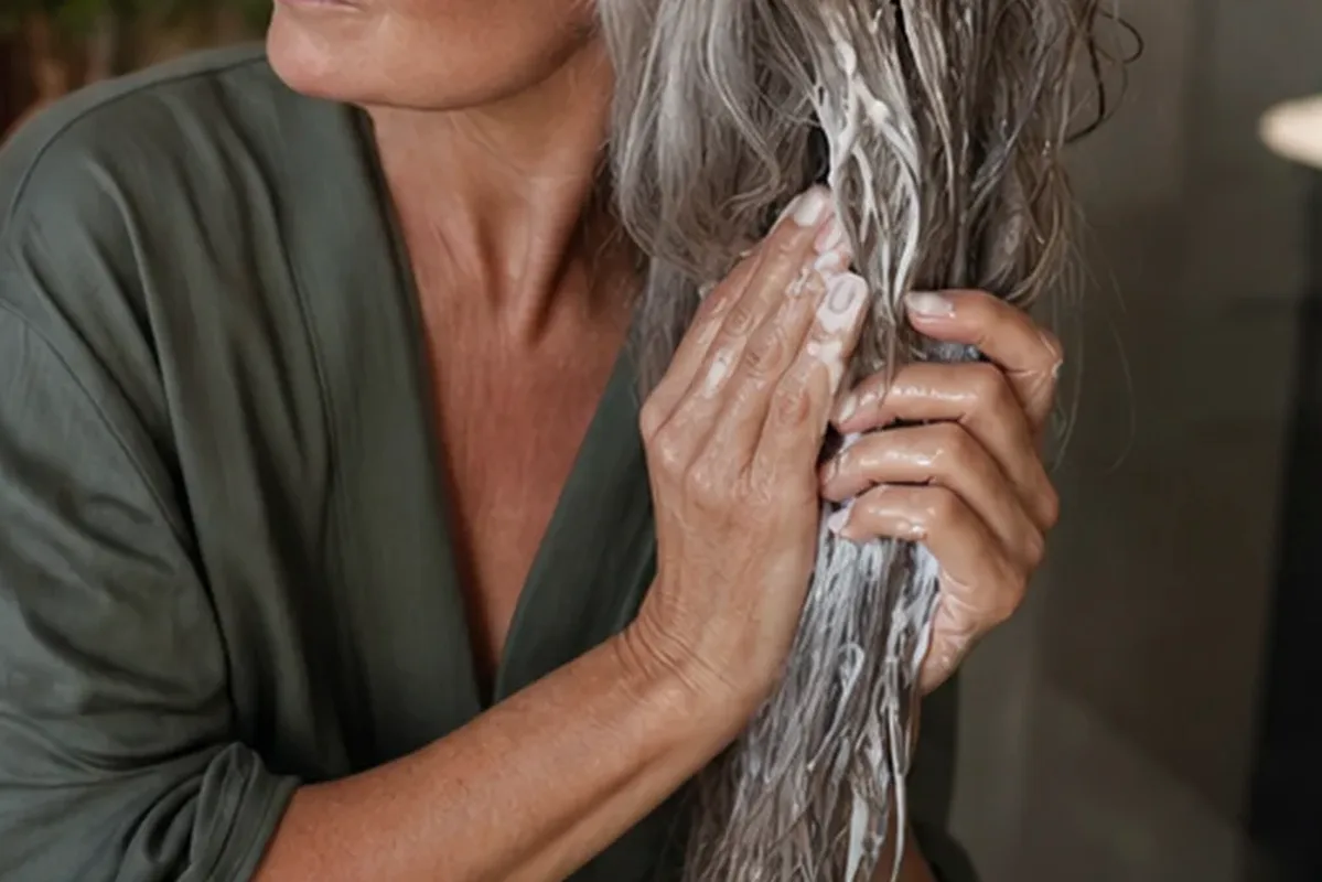 Redaktioneller Beauty-Moment zur Ausgangslage bei Anti-Frizz-Pflege bei Frizz