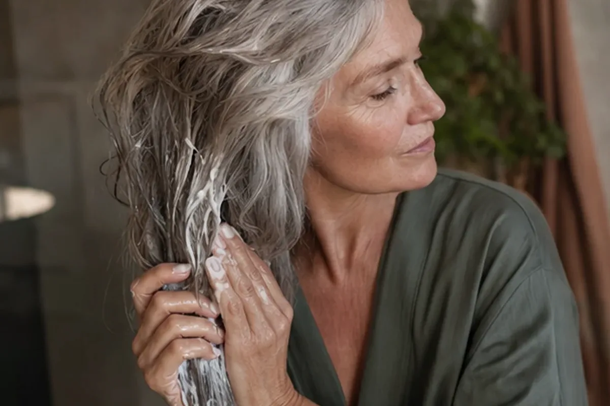 Authentische Beauty-Routine passend zum Thema Tiefenreinigungsshampoo bei Frizz