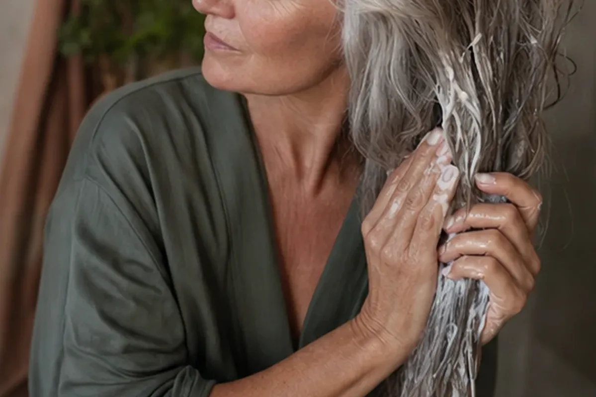 Emotionaler und authentischer Anwendungsmoment rund um Lockencreme für feines Haar