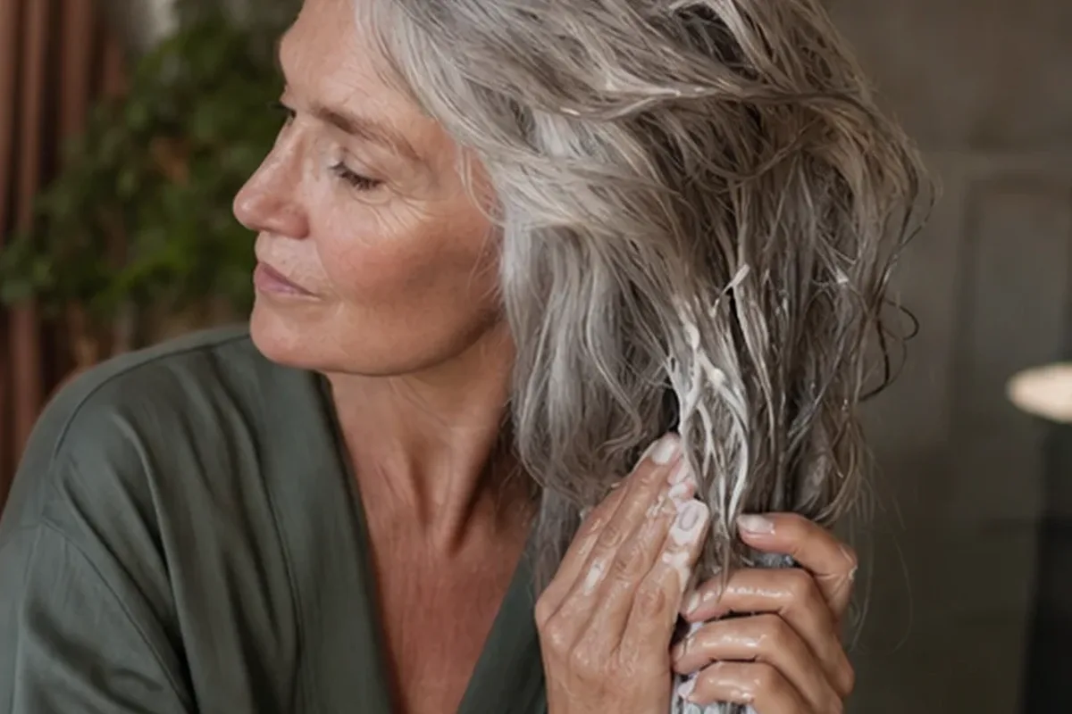 Authentische Beauty-Routine passend zum Thema Tiefenreinigungsshampoo für strapaziertes Haar
