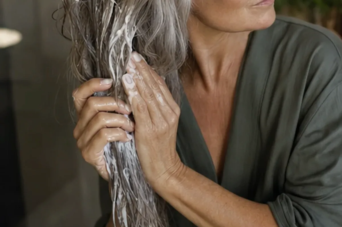 Authentischer Wohlfühlmoment passend zum Beauty-Thema Haartrockner bei fettigem Ansatz