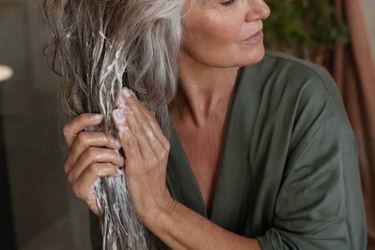 Authentische Beauty-Routine passend zum Thema Tiefenreinigungsshampoo bei Haarbruch