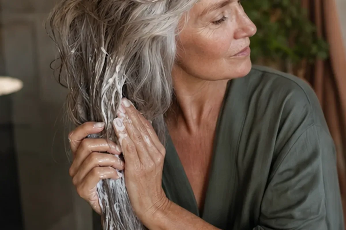 Hochwertige Beauty-Inszenierung zu Auswahlkriterien für Silbershampoo für empfindliche Kopfhaut