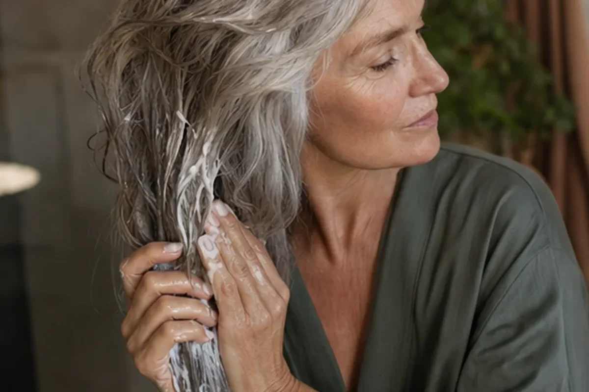 Authentischer Wohlfühlmoment passend zum Beauty-Thema Lockengel für empfindliche Kopfhaut