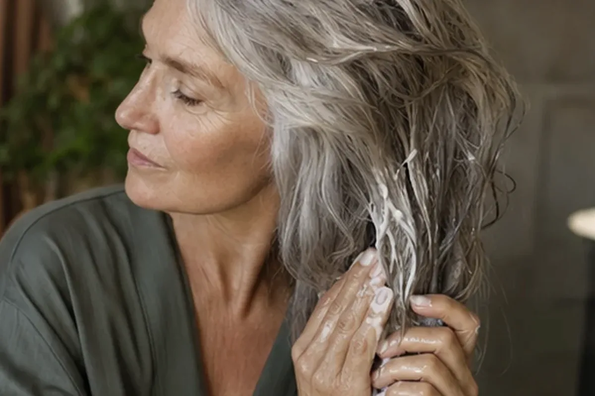 Authentischer Wohlfühlmoment passend zum Beauty-Thema Leave-in-Pflege für empfindliche Kopfhaut