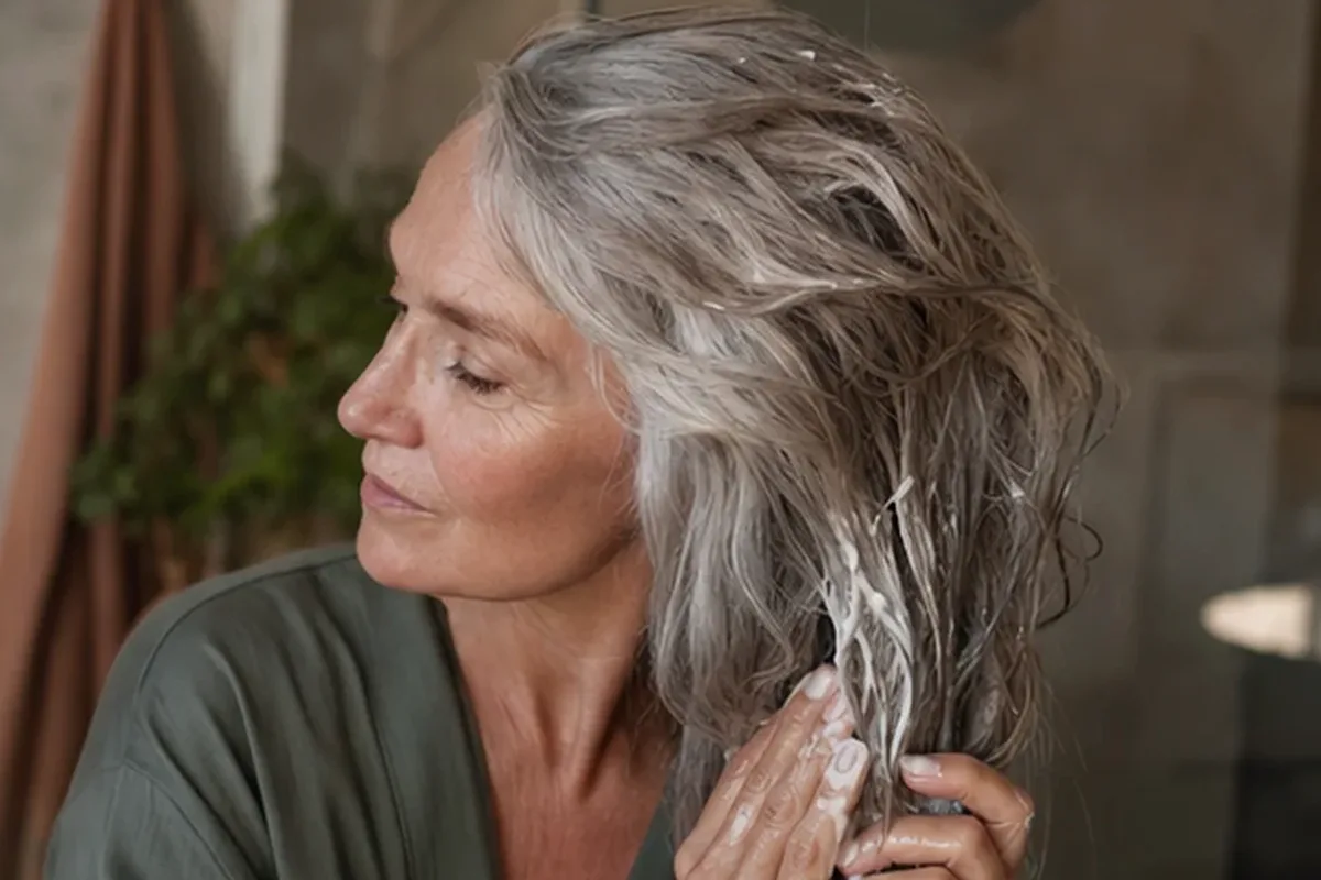 Authentischer Wohlfühlmoment passend zum Beauty-Thema Conditioner für feines Haar
