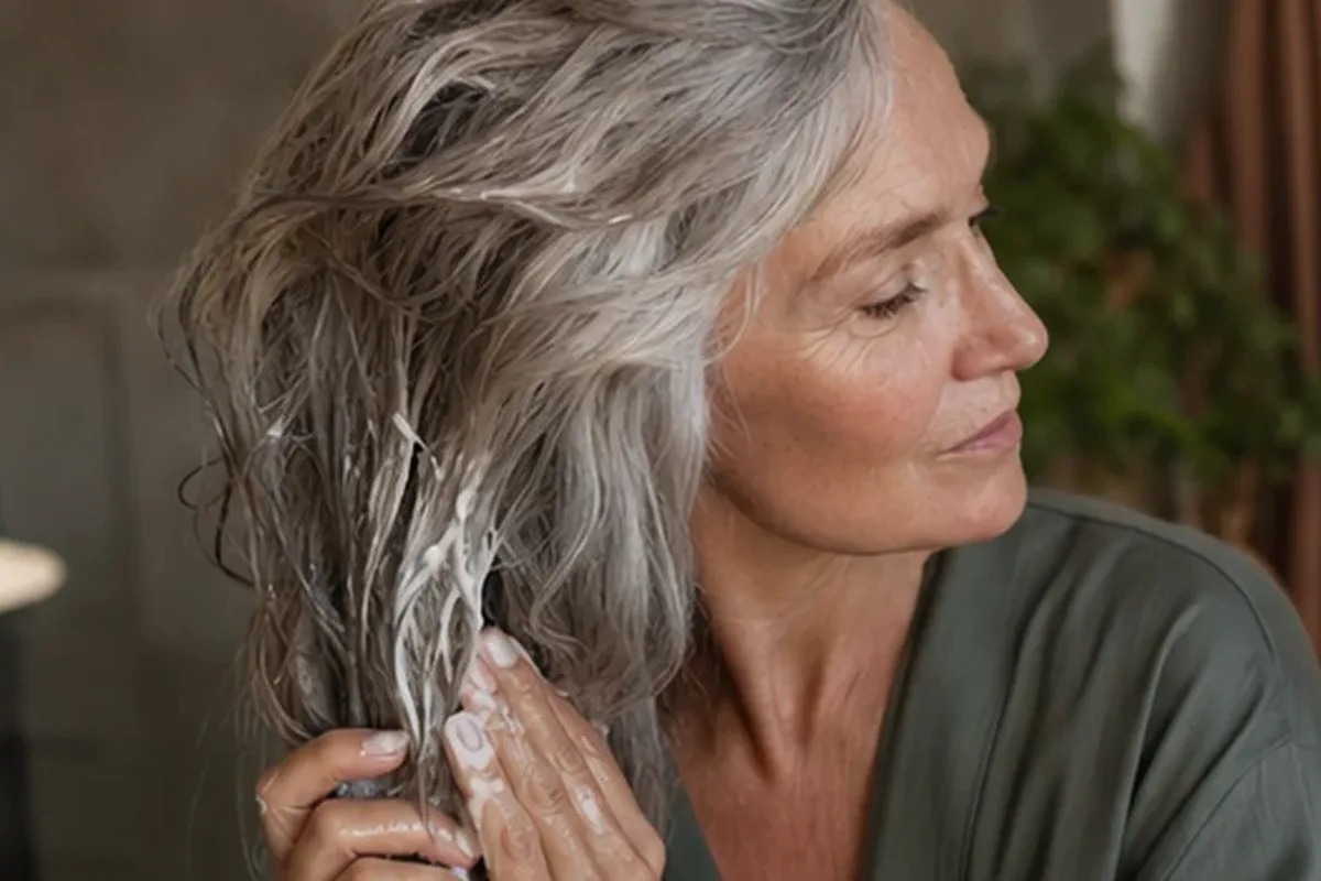 Authentischer Wohlfühlmoment passend zum Beauty-Thema Volumenspray bei Frizz