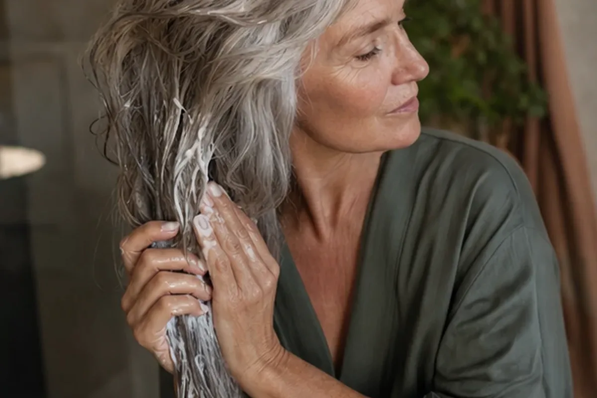 Emotionaler und authentischer Anwendungsmoment rund um Volumenspray für feines Haar