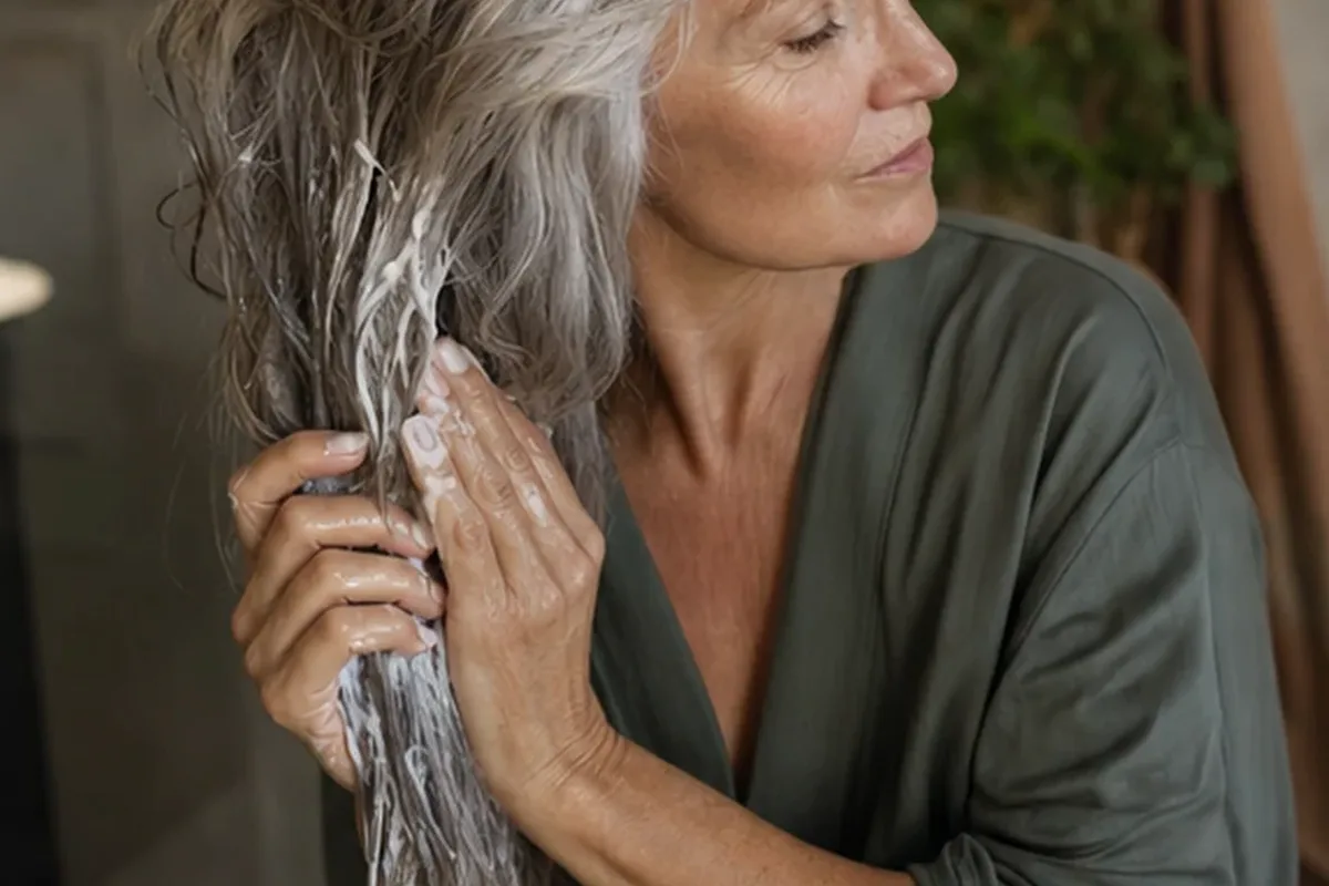 Authentischer Wohlfühlmoment passend zum Beauty-Thema Haaröle für trockene Spitzen