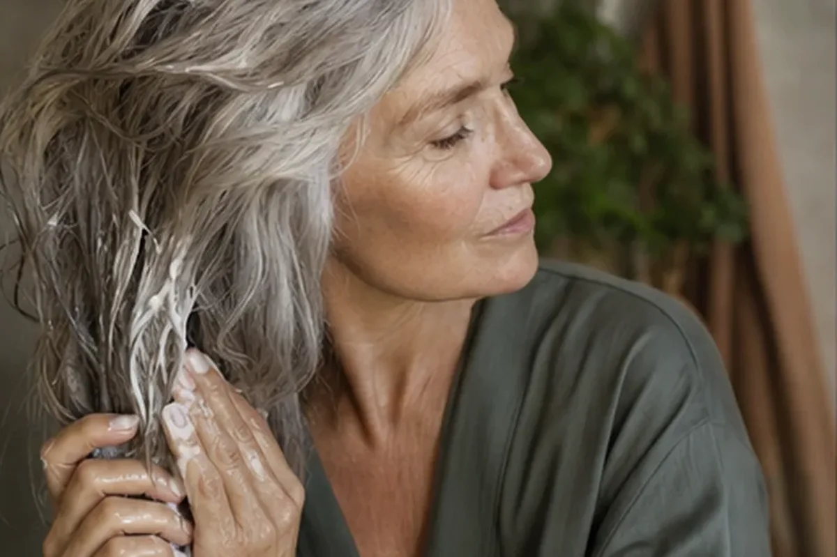 Emotionaler und authentischer Anwendungsmoment rund um Conditioner für strapaziertes Haar