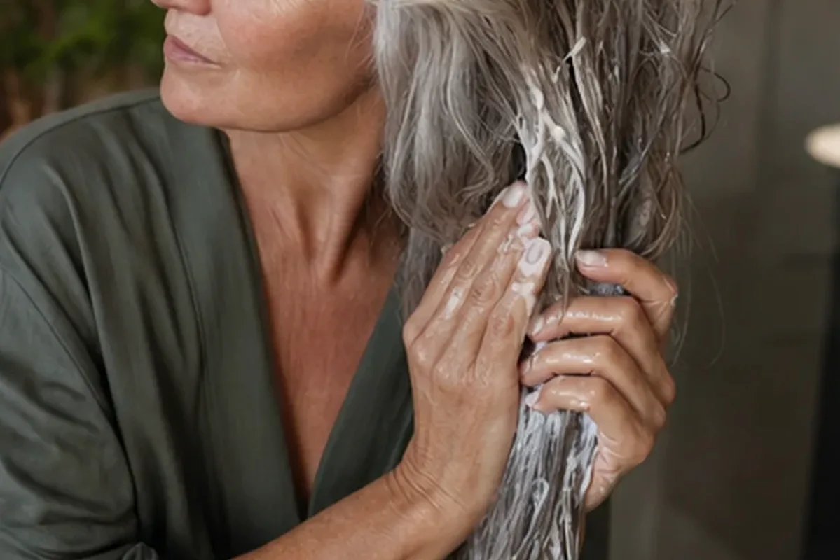 Authentischer Wohlfühlmoment passend zum Beauty-Thema Lockencreme bei Frizz