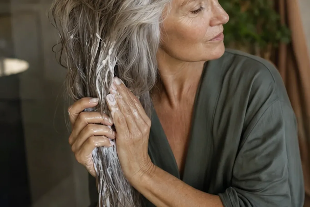 Authentische Beauty-Routine passend zum Thema Silbershampoo bei Haarbruch