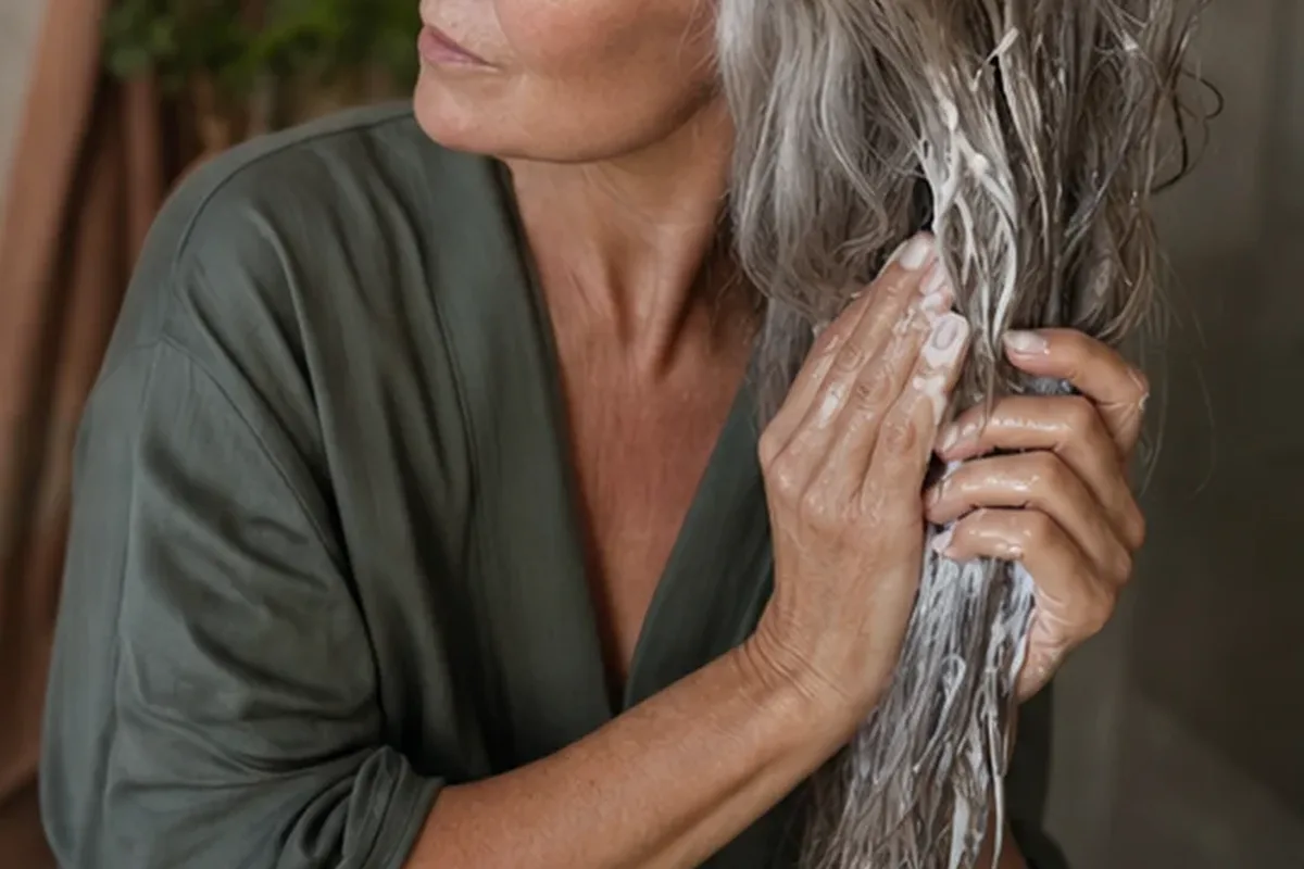 Emotionaler und authentischer Anwendungsmoment rund um Lockencreme bei Frizz