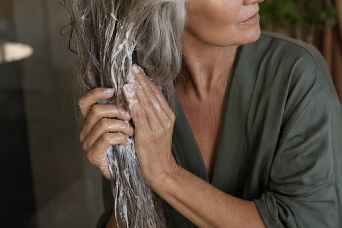 Hochwertige Beauty-Inszenierung zu Auswahlkriterien für Kopfhautserum für strapaziertes Haar