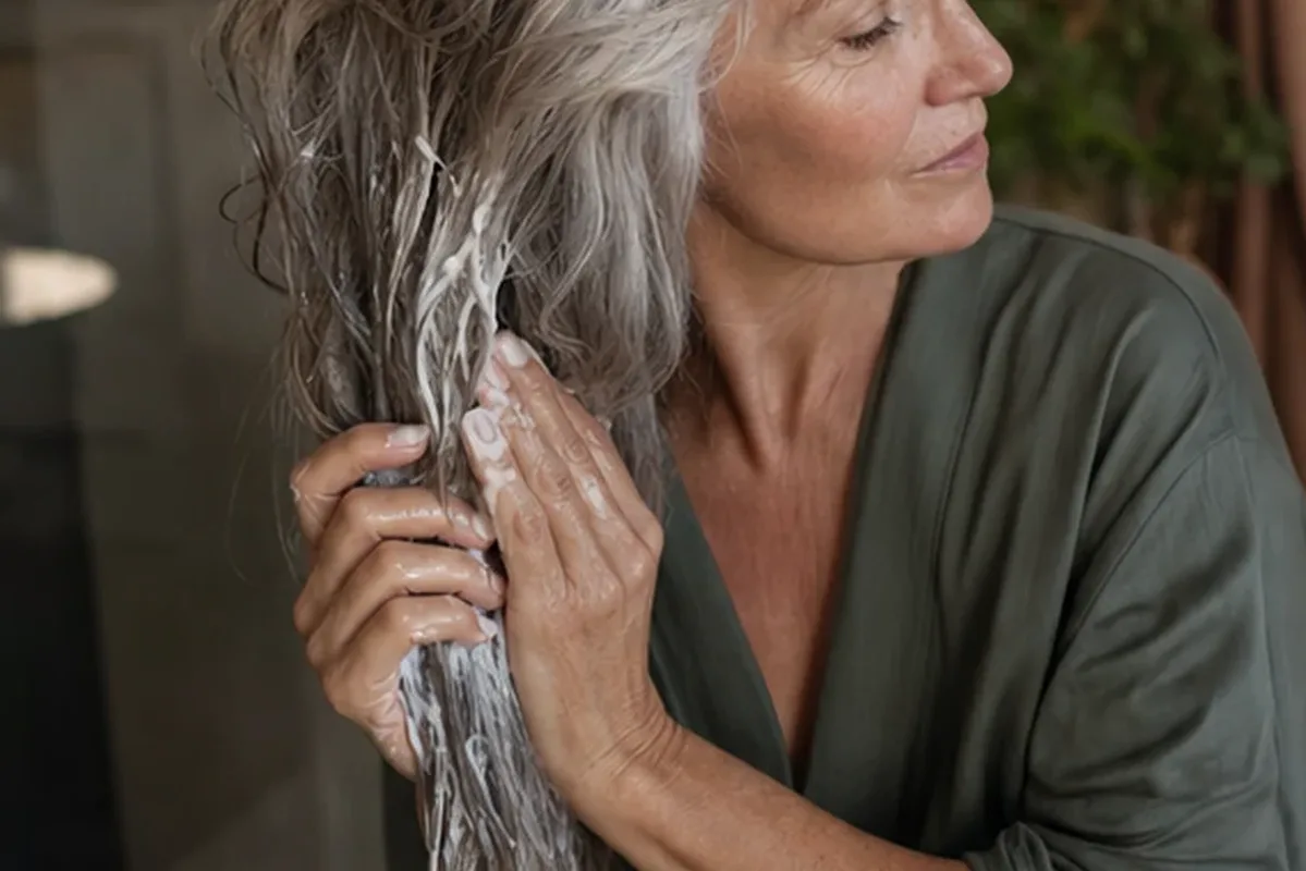 Authentischer Wohlfühlmoment passend zum Beauty-Thema Trockenshampoo bei Frizz
