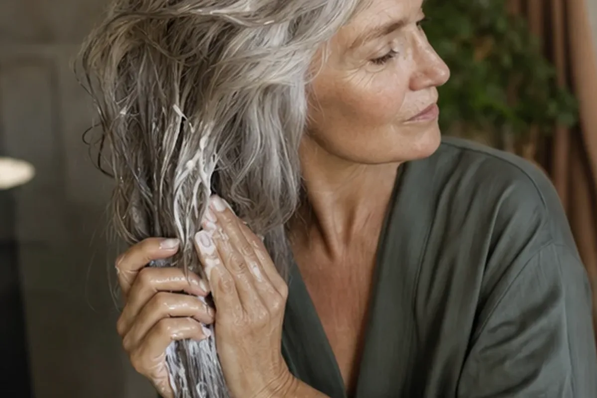 Emotionaler und authentischer Anwendungsmoment rund um Haarmaske für feines Haar