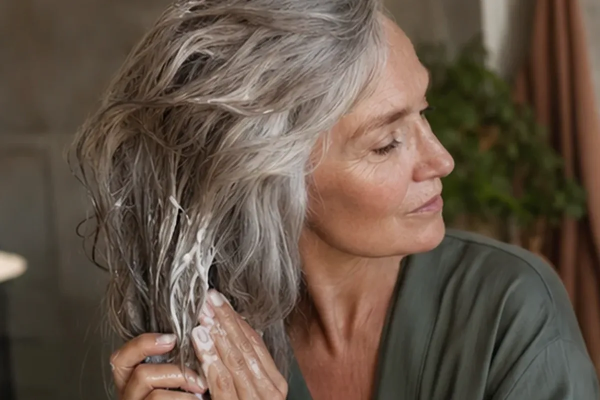 Authentische Beauty-Routine passend zum Thema Mildes Shampoo für trockenes Haar