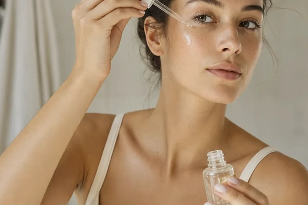 Redaktionelle Detailaufnahme zur Orientierung bei Niacinamid-Serum bei Rötungen