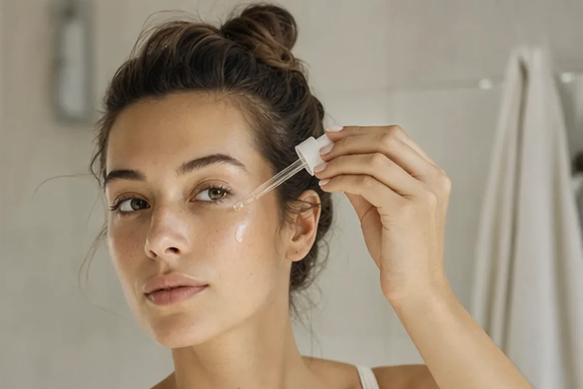 Hochwertige Beauty-Inszenierung zu Auswahlkriterien für Hyaluron-Serum für unreine Haut