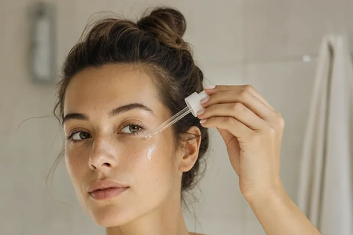 Redaktionelle Detailaufnahme zur Orientierung bei Hyaluron-Serum bei ersten Fältchen