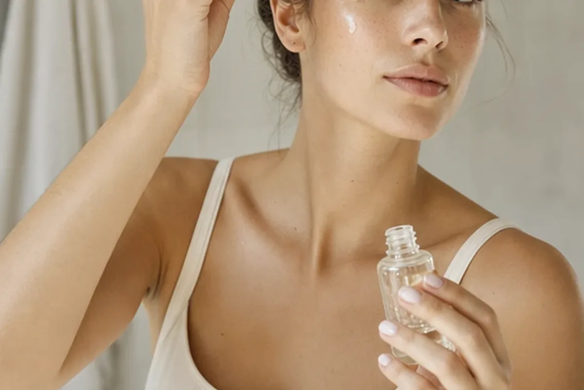 Hochwertige Beauty-Inszenierung zu Auswahlkriterien für Sonnenschutz bei ersten Fältchen