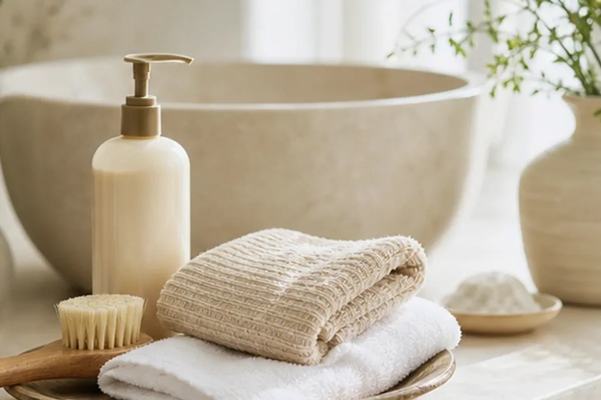 Hochwertige Beauty-Inszenierung zu Auswahlkriterien für Körperlotion für raue Haut