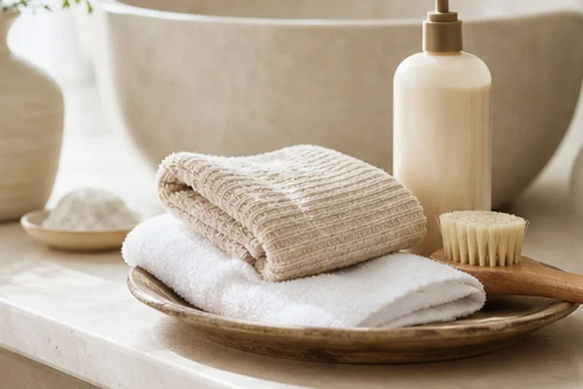 Hochwertige Beauty-Inszenierung zu Auswahlkriterien für Duschgel bei Keratosis pilaris