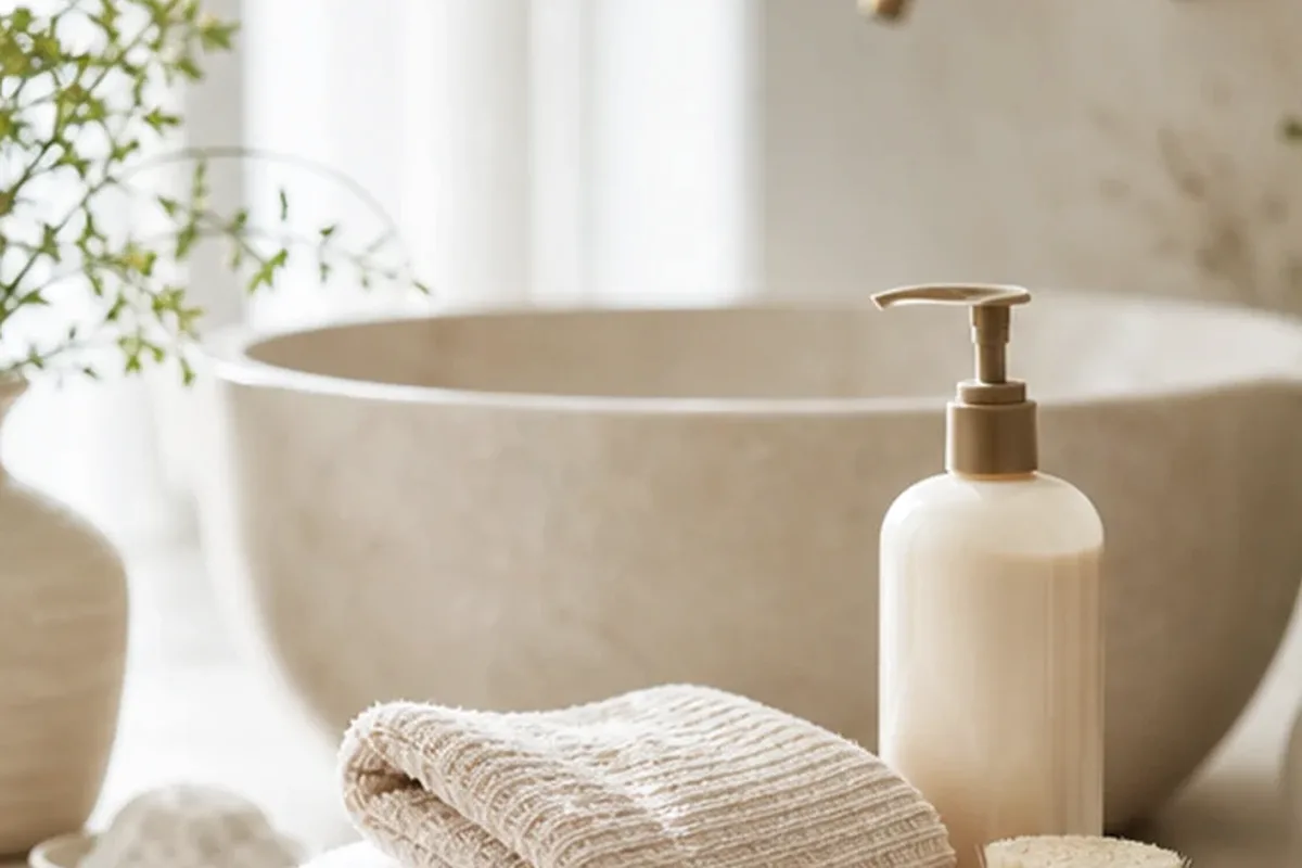 Hochwertige Beauty-Inszenierung zu Auswahlkriterien für Duschgel bei brüchigen Nägeln