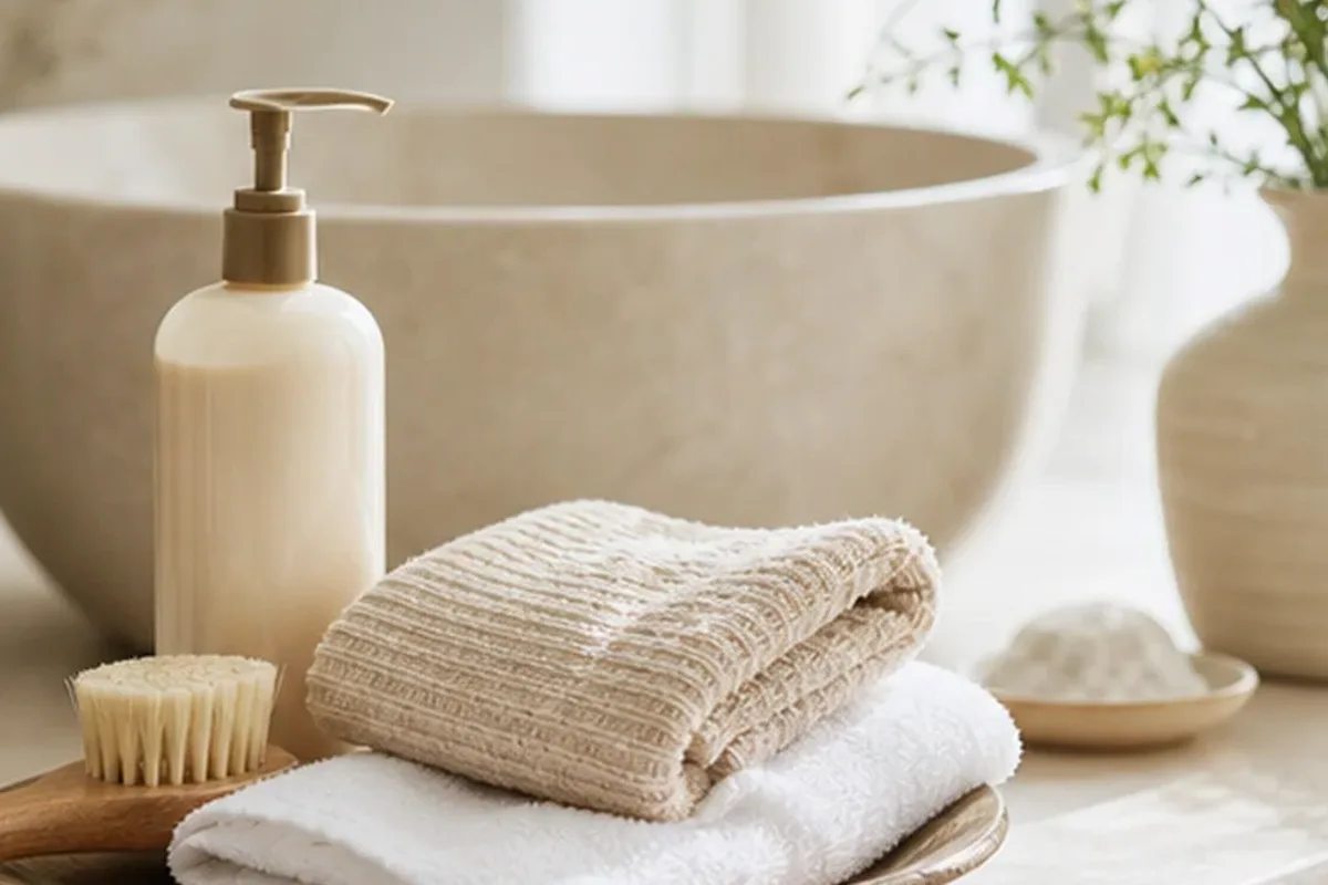 Hochwertige Beauty-Inszenierung zu Auswahlkriterien für Duschöl für beanspruchte Hände